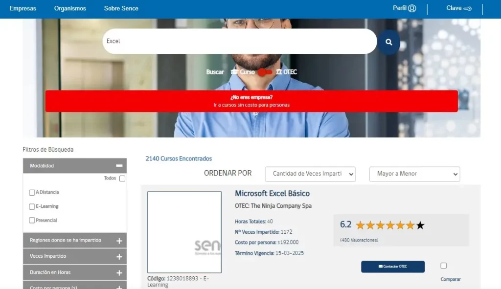 Buscar Cursos Excel Sence