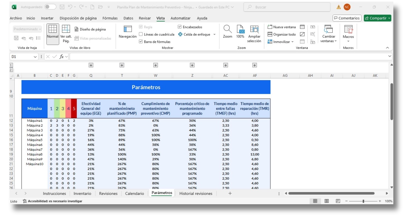 Descargar Plantilla de Plan de Mantenimiento Preventivo